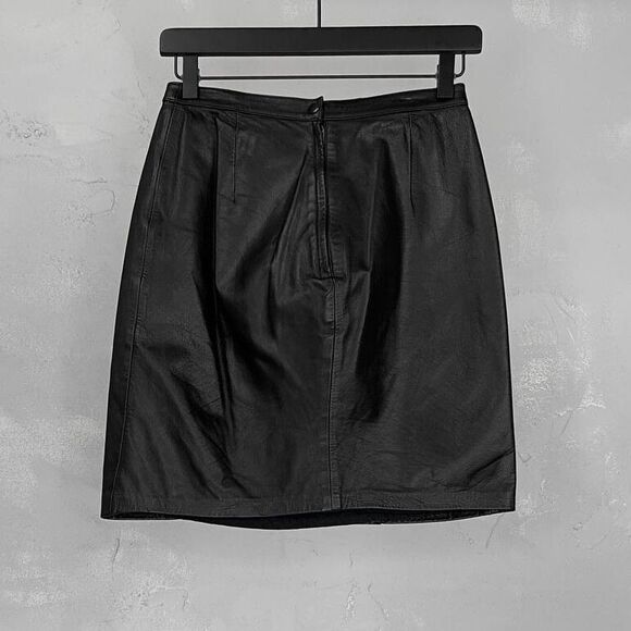 Vintage 80s-90s Concepts Genuine Leather Midi Pencil Skirt Fits 25 Inch Waist - Picture 2 of 5